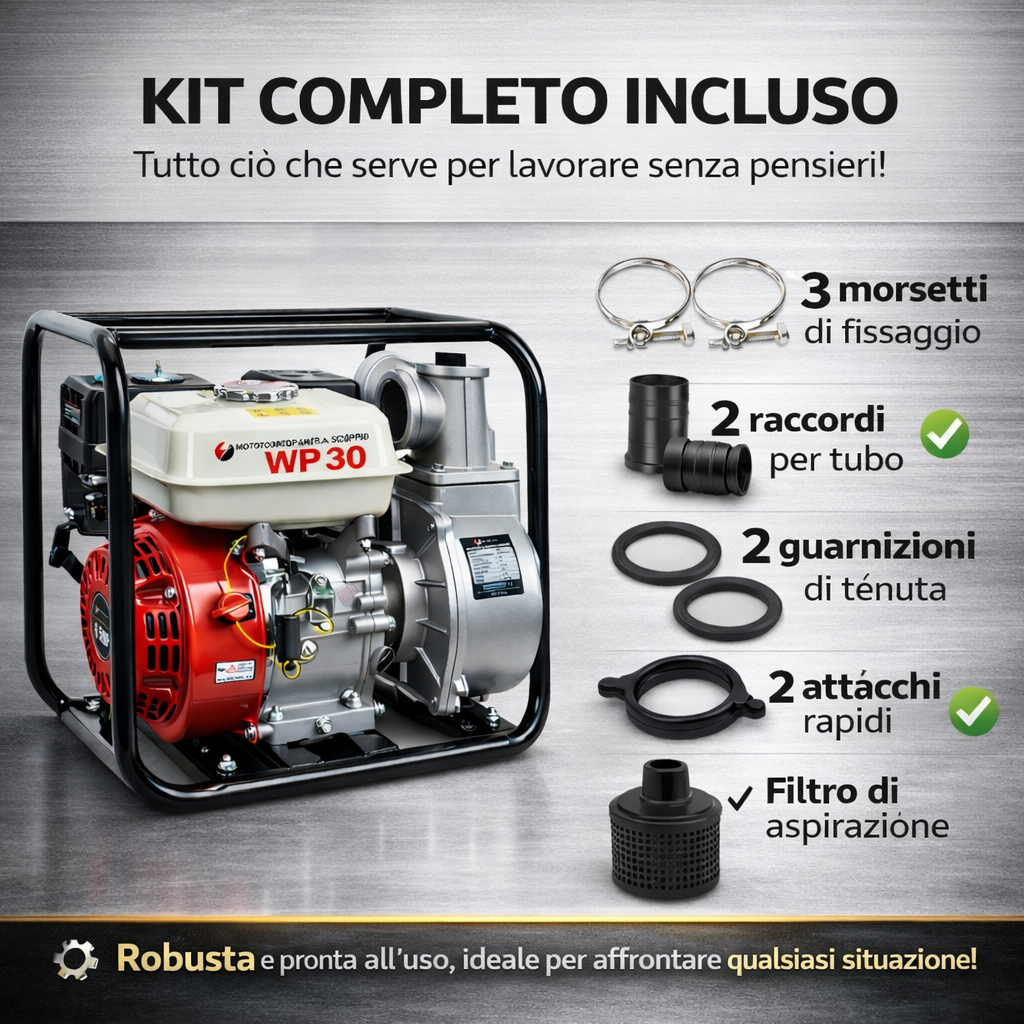 Motopompa autoadescante WP30 con kit completo incluso