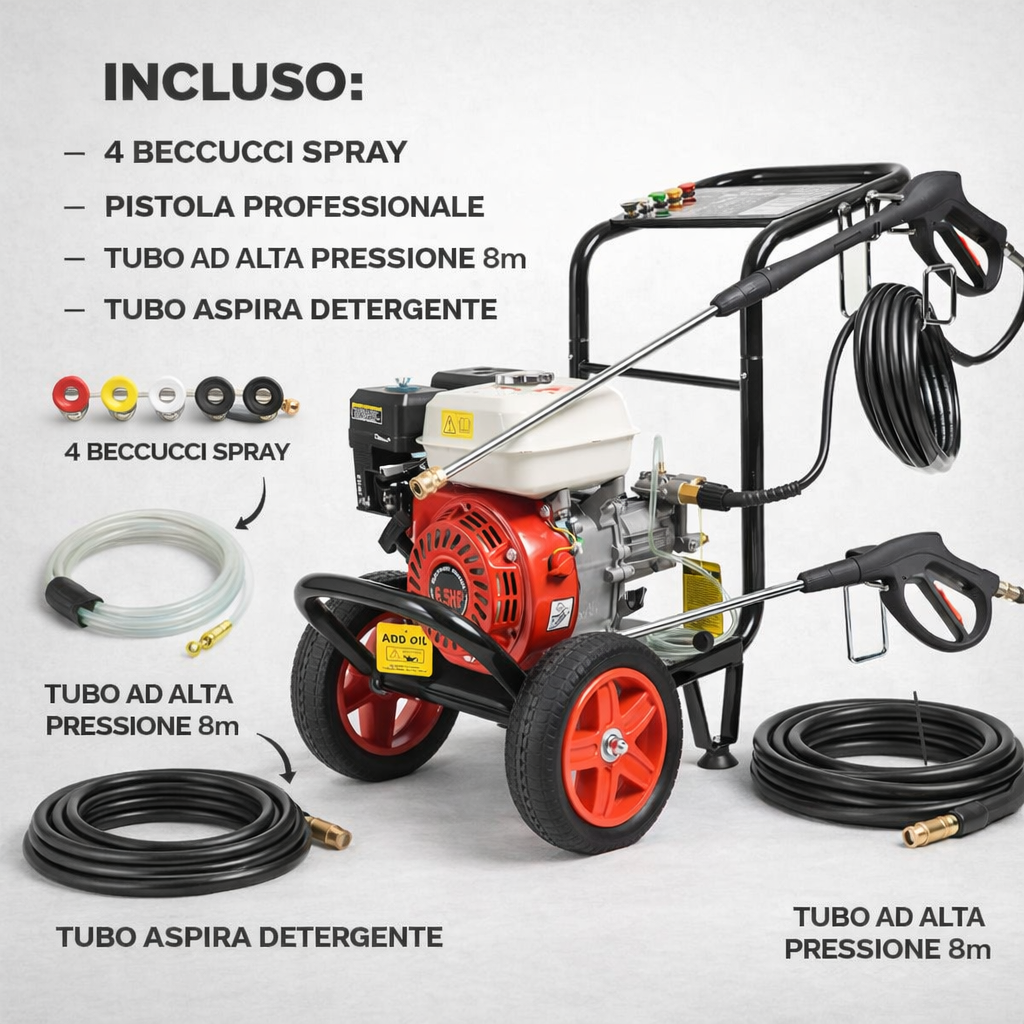 Idropulitrice a scoppio 240 bar con accessori inclusi